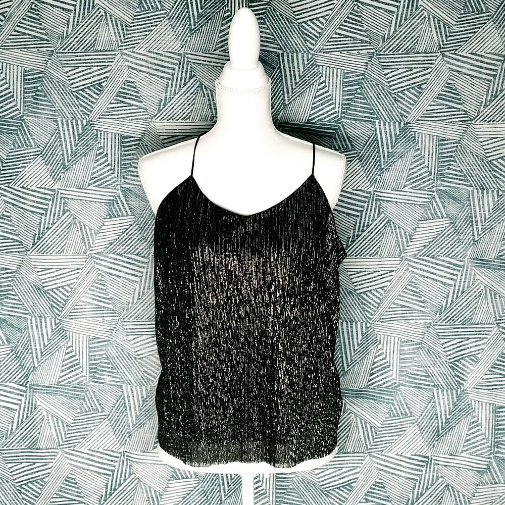 NWT EXPRESS Black And Gold straps Top Sz L